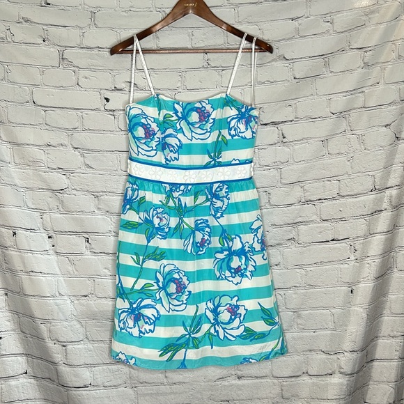 Lilly Pulitzer Shorely Blue Tossing the Line Beaded Silk Blend Langley Dress - Picture 2 of 15